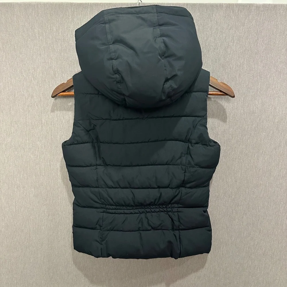 Abercrombie Kids Puffer Vest L‎ Black Toggle Hooded Quilted Gorpcore Preppy